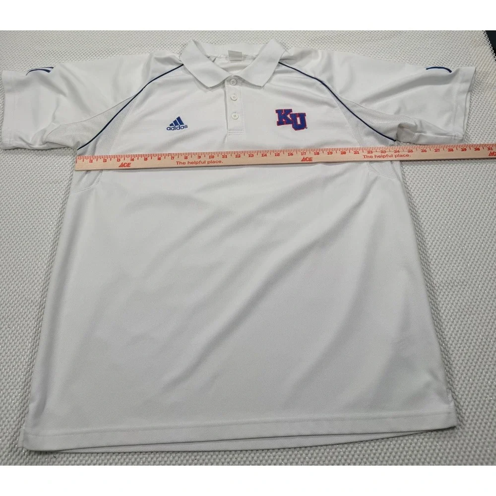 Adidas Kansas University KU Climacool Polo Shirt Men's XL White Performance